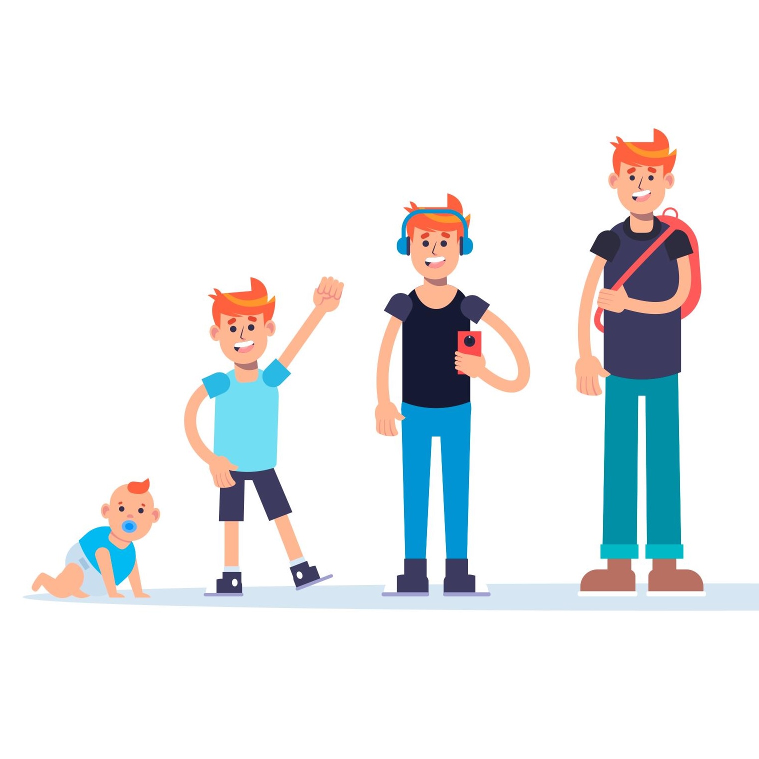 Les étapes de la vie, de l'enfance à l'âge adulte